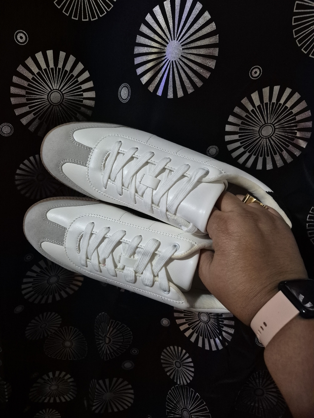 JustFab White and Light Gray Low-Top Sneakers